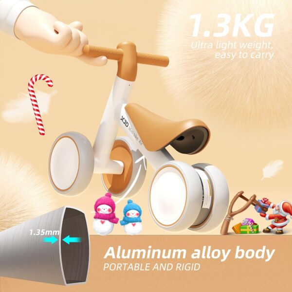 XJD Baby Balance Bike 1 Year Old Toddler Ride On Toys for 10-24 Months Baby Trike Garden Toys First Bike 1 st Birthday Toys for Girls Boys Toddler bike No Pedals (Brown) - Image 4