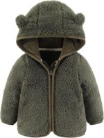Newborn Infant Baby Boys Girls Cartoon Fleece Hooded Jacket Coat with Ears Warm Todder Kids Outwear Coat Zipper Up 0-6Y