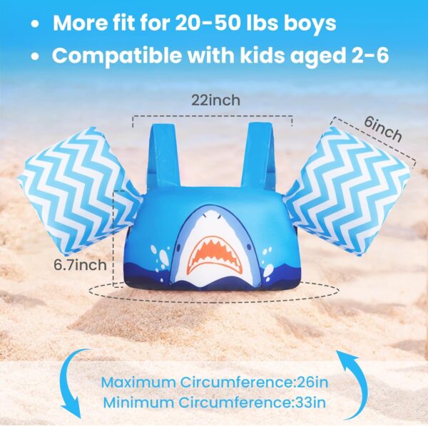 Gogokids Toddler Swimming Float Vest, Arm Bands Kids Swim Vest with Shoulder Harness Baby Floats Swimming Training Jacket for 2-6 Years Old Boys Girls Perfect for Pool, Learn to Swim and Beach - Image 2