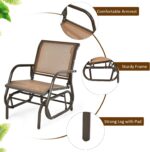 CASART Outdoor Glider Chair, Garden Swing Chair with Sturdy Steel Frame, Single Seat Glider Rocking Chair for Patio, Backyard and Poolside (Brown) - Image 4