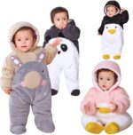 Gaorui Newborn Unisex Baby Plush Hooded Romper Animal Costume Winter Jumpsuit All In One Snowsuit Cartoon Onesie Thicken Outfits Suit - Image 2