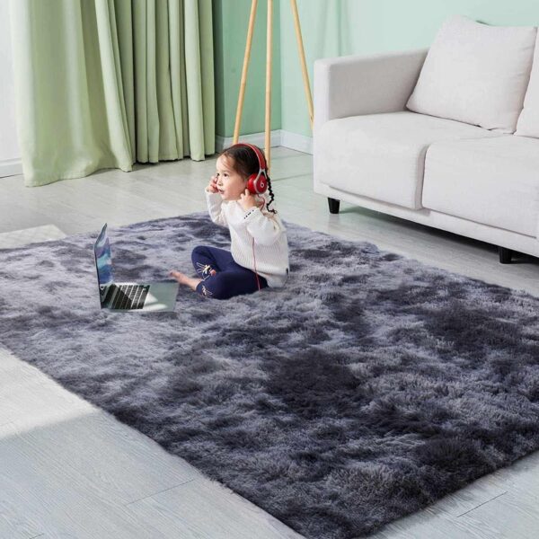 GISIONLARI Rugs Living Room Fluffy Area Rug Shaggy for Bedroom Soft Modern Luxury Fur Carpet for Kids Room Nursery Indoor Plush Furry Rug Comfy Home Decor Floor Mat (Black grey, 170 x 120 cm) - Image 2