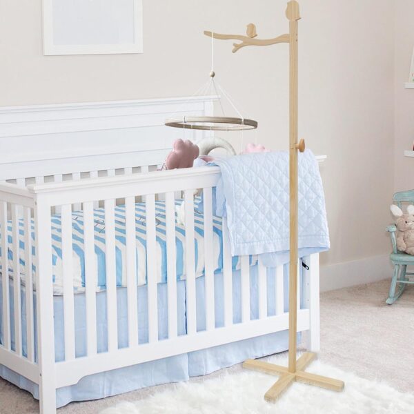 Baby Mobile Arm, Upgraded Wooden Crib Mobile Holder Without Mosquito Net, DIY DIY Cot Mobiles for Babies Mobile Stand Easy Installation for Hanging Bed Bell(Without Mosquito net) - Image 5