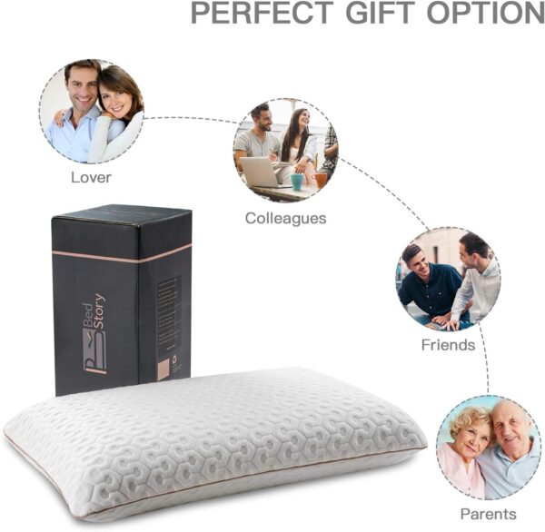 BedStory Memory Foam Pillow, Cooling Gel Pillows for Sleeping, Cervical Bed Pillow for Neck Pain Orthopedic - Side Back Stomach Sleepers, Removable Washable Cover & Ventilated Design (40X60X13CM) - Image 6