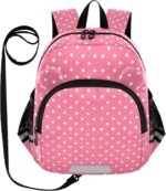 ISAOA Toddler Backpack with reins, Kids Anti-Lost Rucksack with Safety Harness,Pink Littele Polka Dot Backpack for Boys and Girls Baby Preschool Mini Bag with Leash,S - Image 2