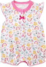 Minizone Baby Girls Pyjama Summer, Short Sleeve Romper Cotton Bodysuit 0-12 Months