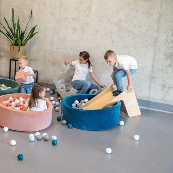 KiddyMoon Wooden Slide For Baby Multifunction Montessori Toddlers Indoor Freestanding Slide 2In1 Chair For Children Slide For Ball Pit Sturdy Climbing Toy, Large, Natural - Image 3