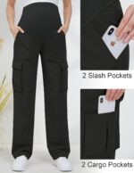 GLAMIX Women's Maternity Cargo Pants with Four Pockets Over The Belly Scrub Pants Pregnancy Clothes - Image 2