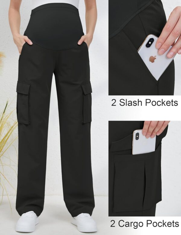 GLAMIX Women's Maternity Cargo Pants with Four Pockets Over The Belly Scrub Pants Pregnancy Clothes - Image 2