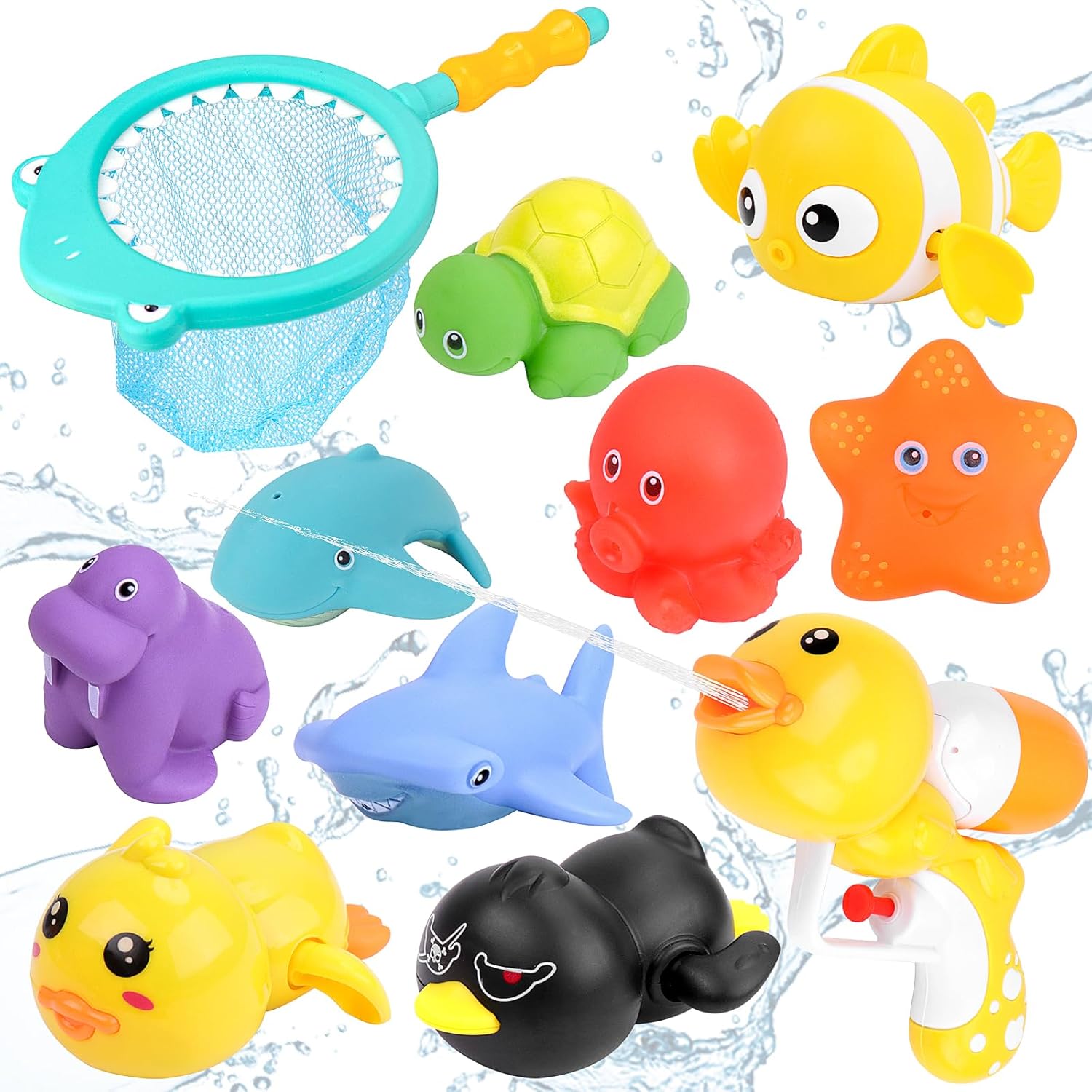 71ztmHqZOaL._AC_SL1500_.jpg Hysagtek 11PCS Baby Bath Toys, Baby Bath Tub Toys Swimming Pool Toys Paddling Pool Toys Toddler Toys Wind-up Toys for Kids - Image 1