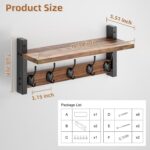 VITVITI Coat Rack Wall Mount with Shelf,Wood Entryway Coat Hanger with 5 Metal Hooks,Farmhouse Hat Coat Rack for Wall Living Room/Bathroom/Kitchen,Rustic Brwon - Image 6