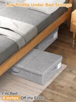 punemi Under Bed Storage With Lids, 2 Pack Large Underbed Storage Containers Clothes W/ 3 Handles, Foldable Low Profile Stackable Storage Drawer Organizer Bins Box for Blanket Shoe Toy Bedroom, Grey - Image 2