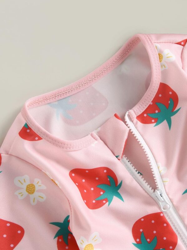SANSIWU Toddler Baby Girls One Piece Swimsuit Zip Rash Guard Swimwear Ruffled Long Sleeve One Piece Cute Swimming Bathing Suit - Image 5