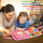 khlerox Busy Board Montessori Toy for Toddlers, Educational Learning Activity Sensory Board, Developing Sensory Toy for Fine Motor Skills, Travel Toy for Plane Car, Gift for Boys Girls (Pink) - Image 6