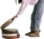 Factory Direct Partners Rustic Kid 15 inch Round Floor Cushions with Handles, Distressed Faux Leather, Flexible Seating for Home, Playroom, Montessori, Daycare, Classroom (4-Piece), 12223-DA - Image 4