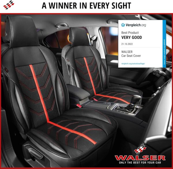 Walser Car seat cover Kimi, universal seat cover and protective pad in black - white, seat protector for cars and vanss in racing look design - Image 7