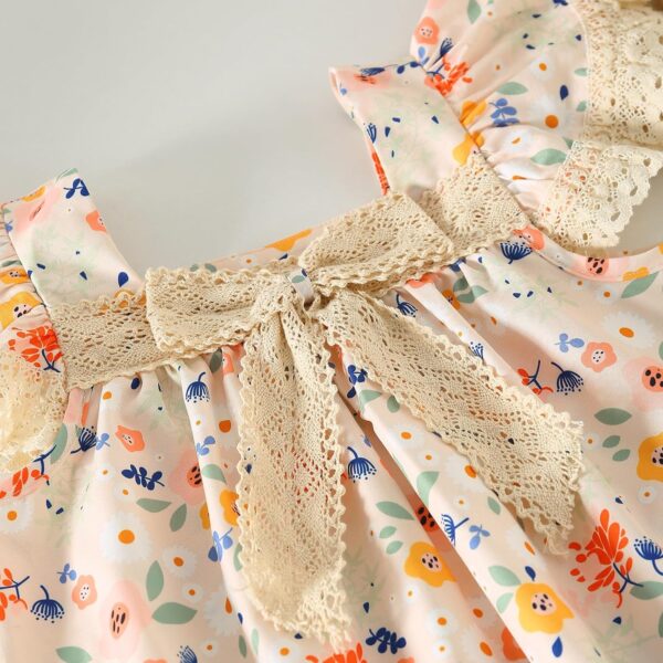 Geagodelia Toddler Baby Girl Summer Lace Dress Fly Sleeve Bowknot Flowy Dresses Boho Floral Sundress Cute Princess Dress 1-5 Years - Image 5