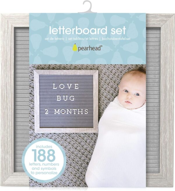 Pearhead 25.4 cm x 25.4 cm Letterboard, Nursery Message Board, Milestone or Baby Announcement Sign, Hospital Birth Sign, Baby Girl or Baby Boy Gift, Light Gray - Image 7