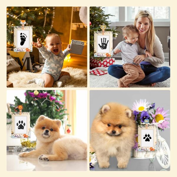 Nabance Baby Hand and Footprint Kit Inkless Hand Print & Footprint Kit with 2 Jungle Animals Pattern Photo Frame 2 Large Ink Pad 4 Cute Clips 4 Imprint Cards Mess Free Ink Pad Family Keepsake - Image 6