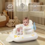 JOSEN Inflatable Baby Seat for Babies 3 Months & Up, Baby Floor Seats Learn to Sit Up, Portable Infant Feeding Shower Chair, Blow Up Baby Chair with Built in Air Pump - Giraffe - Image 4
