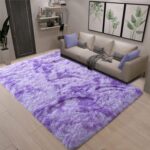 DweIke Extra Large Fluffy Area Rug, 5x8 ft Modern Indoor Carpets for Living Room Bedroom, Plush High Pile Tie-Dyed Purple Rug for Girls Kids Playroom Classroom Nursery Home Décor, Purple - Image 6