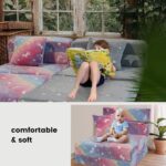 MeMoreCool Glow Rainbow Unicorn Tri-Fold Sofa Bed for Kids, Foldable Futon Mattress, Chair, and Floor Couch for Playroom - Image 6