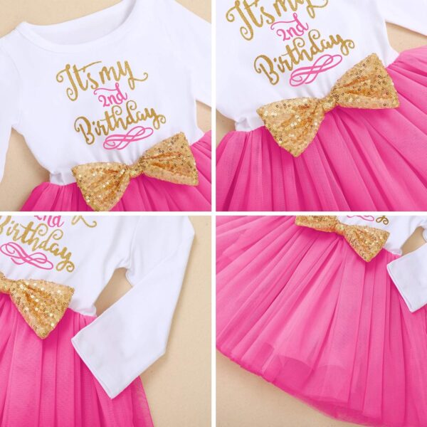 FYMNSI Baby Girls Toddler Kids 1st / 2nd / 3rd Birthday Party Dress Cotton Long Sleeve Bowknot Tutu Tulle Princess Dresses Photo Props - Image 6