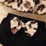 inlzdz Newborn Baby Girl Summer Clothes Outfits Leopard Print Straps Ruffle Crop Tops + Bowknot Shorts Bloomers Set - Image 5