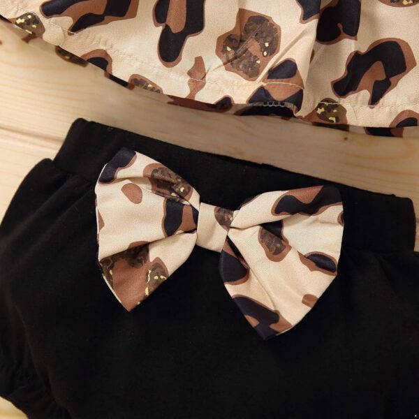inlzdz Newborn Baby Girl Summer Clothes Outfits Leopard Print Straps Ruffle Crop Tops + Bowknot Shorts Bloomers Set - Image 5