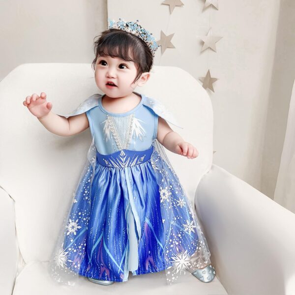 Lito Angels Ice Princess Snow Queen Costume Party Fancy Dress Up with Cape and Accessories for Baby and Kids Girls, Blue 267 - Image 5