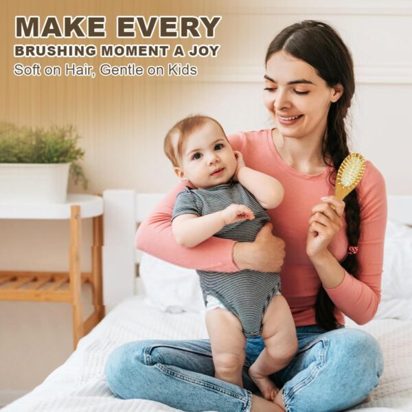 Essentials Encore Bamboo Baby Air Cushion Brush for Massage - Soft Bristle Hairbrush for Newborn and Infant - Gentle Scalp Stimulation - Baby Brush and Comb Set Newborn - Baby Hair Brush and Comb Set - Image 4