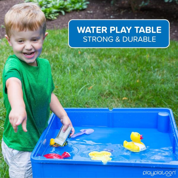 Play Platoon 5 in 1 Kids Activity Table and Chair Set for Toddlers, Building Block, Craft & Sensory Tables for Toddlers with 2 Chairs & 25 XL Blocks - Yellow Red Green - Image 5