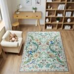 TUKDAK Washable Area Rug for Living Room Blue 120×180cm, Boho Soft Bedroom Rug Non-shedding Non-slip, Short Pile Animal Floor Carpet for Kitchen Office Bathroom Kids Nursery room - Image 7