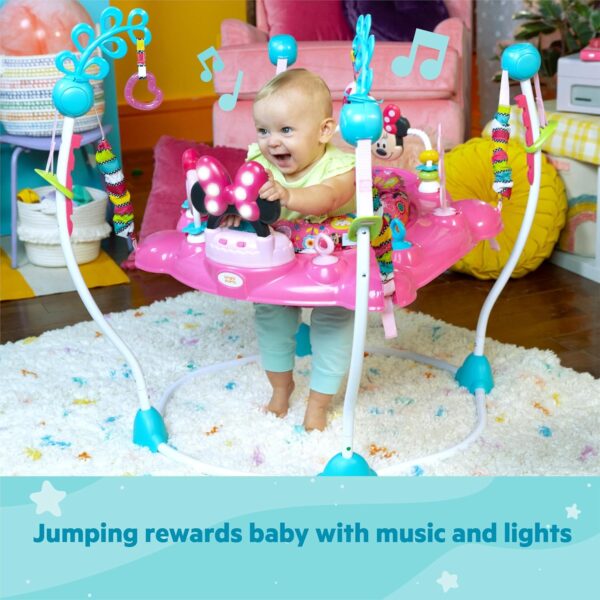 Bright Starts Disney Baby Minnie Mouse Peekaboo Activity Jumper with Lights and Melodies, 8 Toys, 4 Adjustable Positions, Ages 6 Months + - Image 8