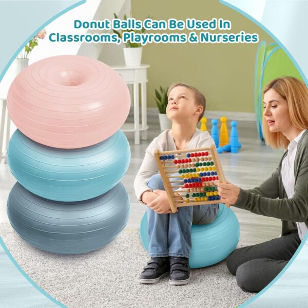 Lewtemi Flexible Seating for Classroom 16.8 Inch Inflatable Yoga Ball Chairs with Inflator Donut Exercise Ball Chair Cushion Seat for Kids Student Sensory Balance Home Office - Image 4