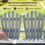 Outsunny 2 Seater Garden Bench, Comfortable Fir Wood Love Chair with Wagon Wheel-Shaped Armrests, Outdoor Adirondack Wooden Loveseats, Grey - Image 5