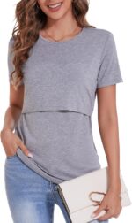 Sosolism Essential Nursing Tops Summer Breastfeeding Tshirt Short Sleeve Soft Feeding tee for Women - Image 2