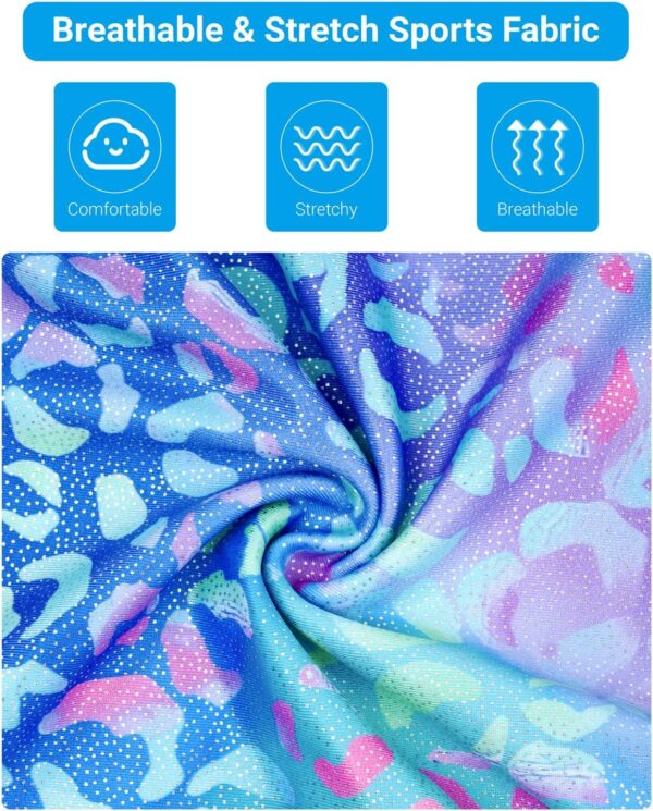 JiAmy Gymnastics Leotards for Girls, 3Pcs Sleeveless Athletic Outfit Sparkly Dance Unitards with Shorts Ballet Biketards 3-12 Years - Image 3