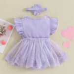 ZZLBUF Newborn Infant Baby Girl Fall Clothes Set Flower Lace Long Sleeve Tutu Romper Dress Headband 2Pcs Outfits - Image 3