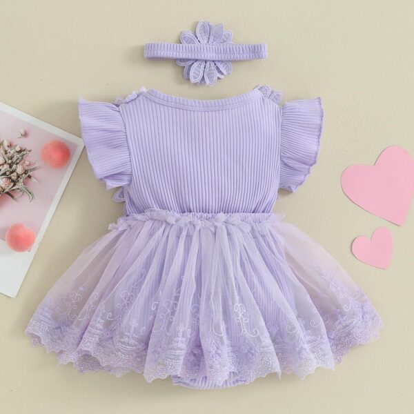 ZZLBUF Newborn Infant Baby Girl Fall Clothes Set Flower Lace Long Sleeve Tutu Romper Dress Headband 2Pcs Outfits - Image 3