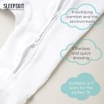 Sproot Baby | Premium Organic Cotton Sleepsuits | 3 Pack, 3-6 Months | Unisex Baby Nightwear with 2-Way Zip & Mittens | Soft Baby & Toddler Pajamas for Easy Changing in White - Image 2