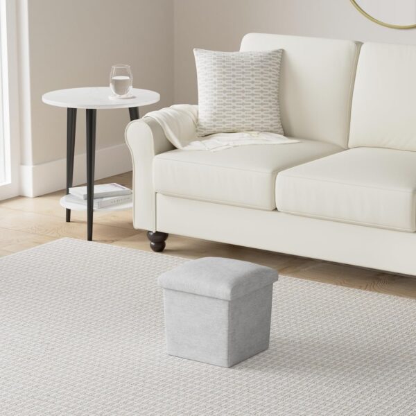 Cosaving Folding Ottoman Stool Storage Ottoman Seat Footstools with Storage Ottoman Storage Cube Storage Box Toy Chest Storage with Lid for Space Saving 30x30x30 cm, Grey… - Image 2