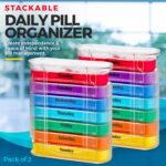 MEDca Weekly Pill Organizer, Four Times-a-Day, Pack of 2 Dispensers with Stackable AM/PM Compartments - Image 2