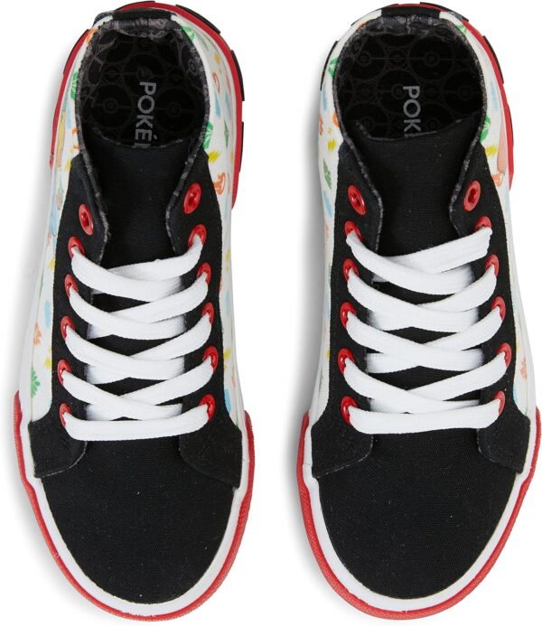 Pokemon Boys Pikachu Athletic Sneakers - Boys Pikachu High Top Shoes - Pikachu Charmander Bulbasaur High Top Lace Up Sneakers - Image 2