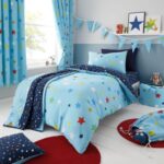 Happy Linen Company Girls Boys Kids Multi Stars Blue Toddler Cot Bed Reversible Extra Pair Of Toddler Pillow Cases - Image 2