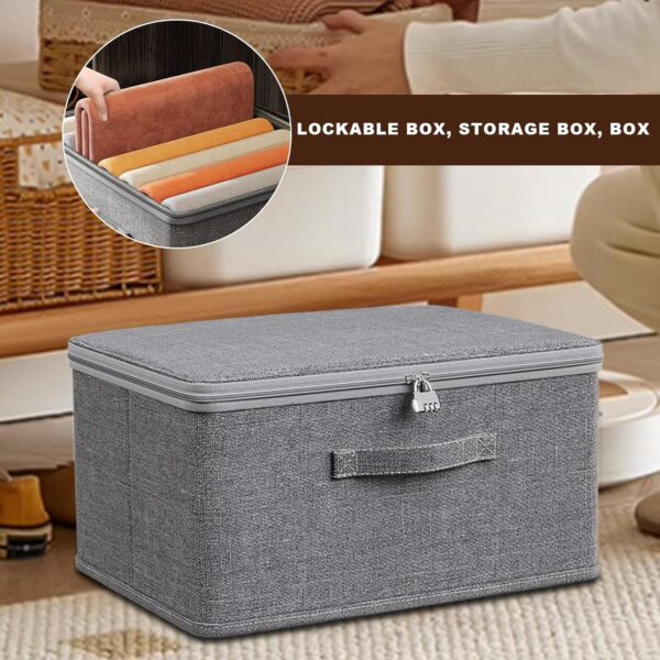 Zqkimzi Lockable Storage Bin, Secure Organizer Box, Large Capacity Storage Chest, 11.81x7.87x5.51 Inch Portable Lockout Utility Container for Jeans, Toys, Household Items - Image 4