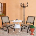 CASART Outdoor Glider Chair, Garden Swing Chair with Sturdy Steel Frame, Single Seat Glider Rocking Chair for Patio, Backyard and Poolside (Brown) - Image 6