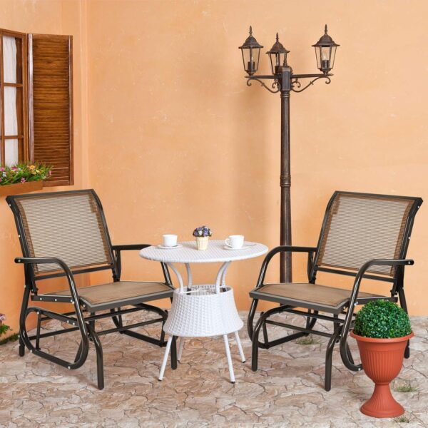 CASART Outdoor Glider Chair, Garden Swing Chair with Sturdy Steel Frame, Single Seat Glider Rocking Chair for Patio, Backyard and Poolside (Brown) - Image 6