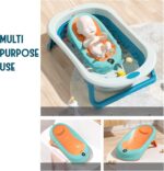 Coo11 Baby Bath Seat for 0-6 Months Newborn, Foldable Anti-Slip Chair Support, Ergonomic Quick Drying Design & Soft Rubber Headrest, Portable & Lightweight Bathing Essential for Home & Travel - Orange - Image 3