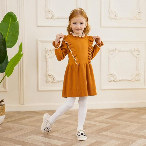 Miipat Baby Girl Dress Long Sleeve Toddler Girls Sweater Dresses Fall Winter Ruffle Pullover Knit Outfits for Girl - Image 7